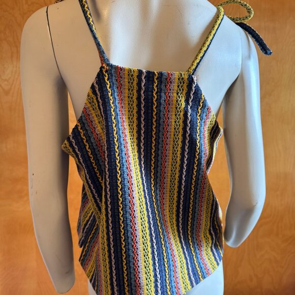 Texture & Thread Madewell Multicolor Woven Thread Vertical Stripes Top sz Medium - Picture 2 of 8